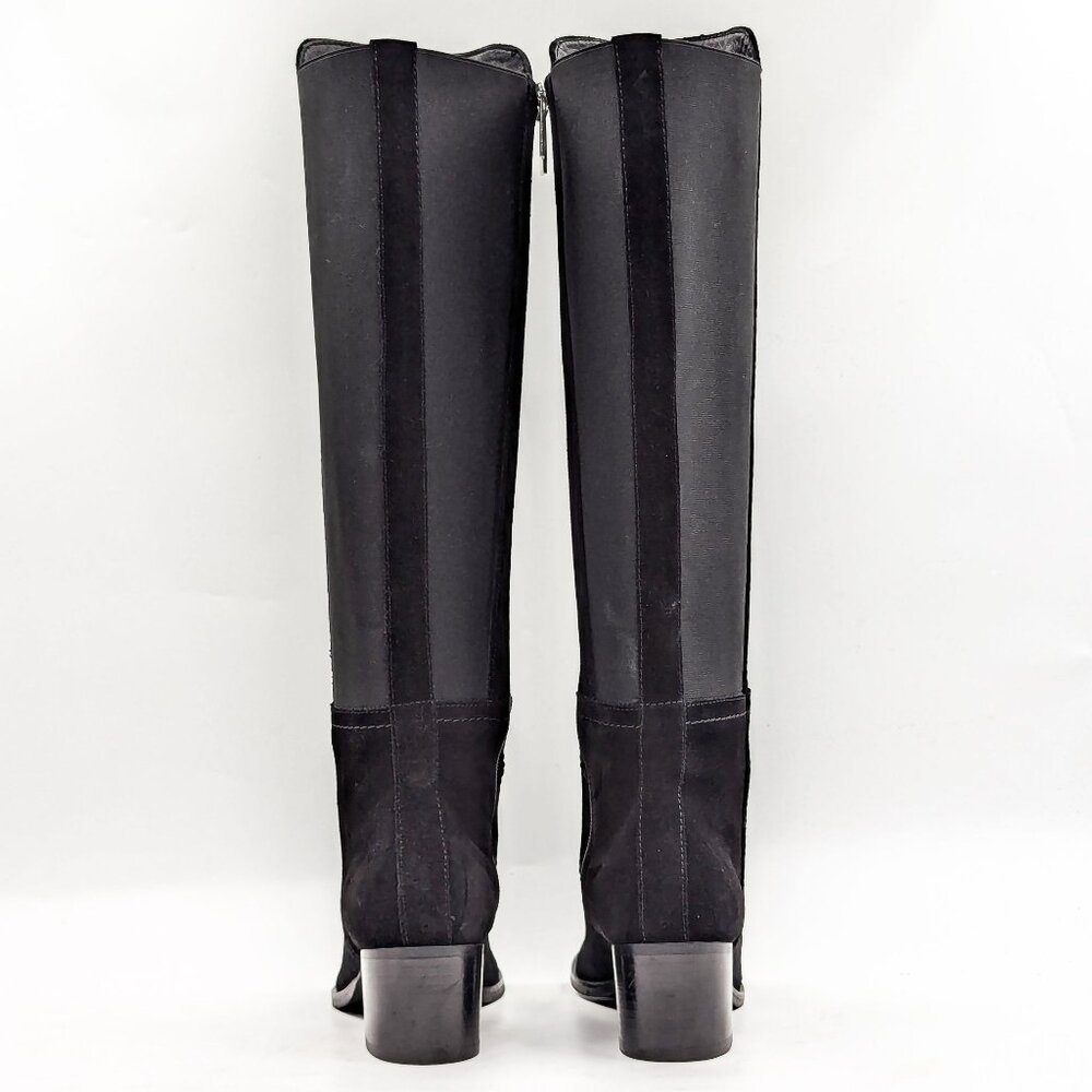 Aquatalia Women Nova Black Suede Stretch Panel Dress Office Knee Boots size 6.5 - Picture 4 of 10
